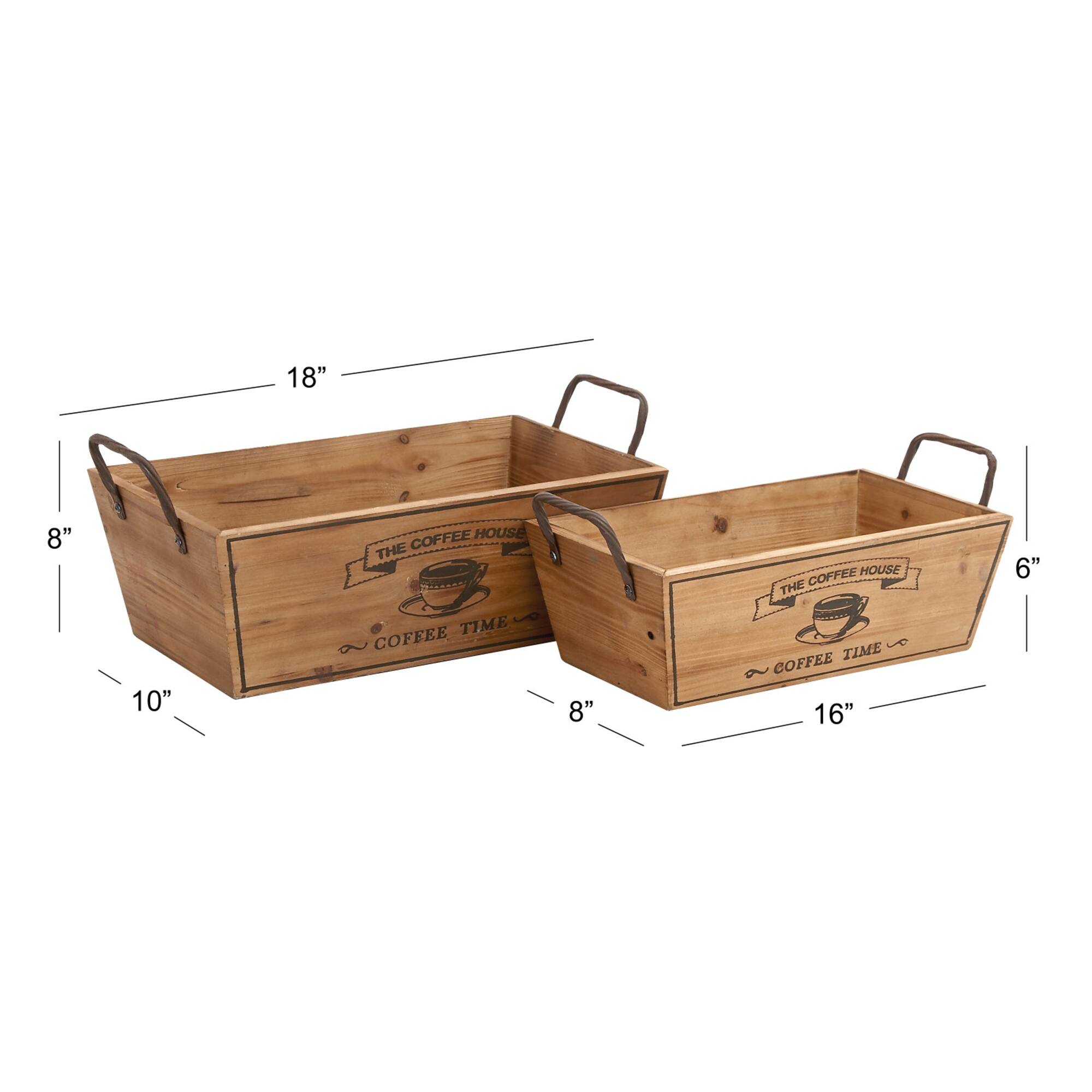 Natural Brown Wood Farmhouse Tray Set